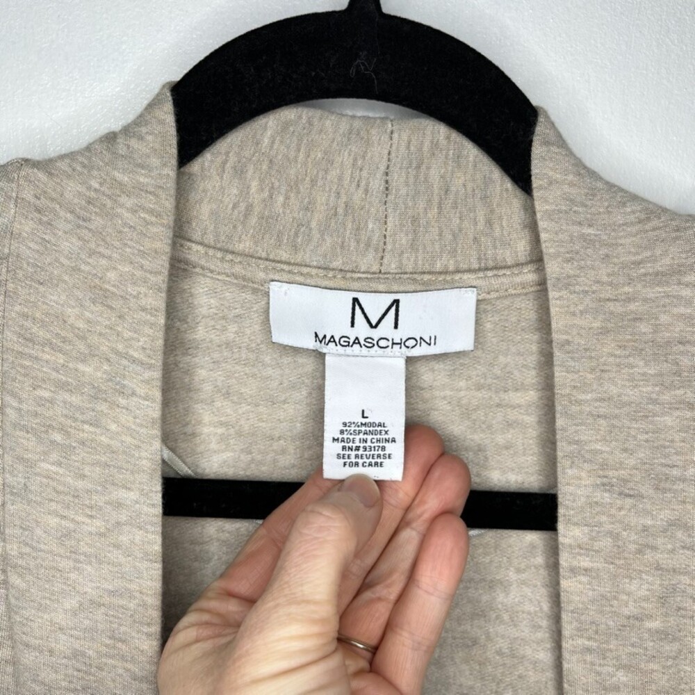 Magaschoni Womens Sweater Large Light Brown Modal Open Front Cardigan Duster - Picture 3 of 16